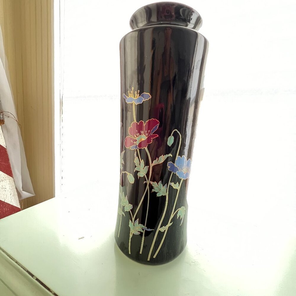 Vintage 1970's Hand Painted Windflower Poppy Vase.